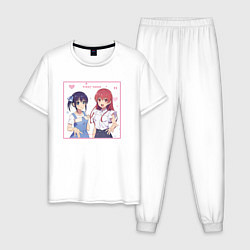 Пижама хлопковая мужская Нагиса и Саки - Мои девушки, цвет: белый