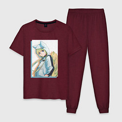 Пижама хлопковая мужская Кон арт - Инцидент Кэмоно, цвет: меланж-бордовый