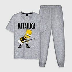 Пижама хлопковая мужская Металлика Барт Симпсон, цвет: меланж