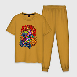 Пижама хлопковая мужская Kong граффити, цвет: горчичный