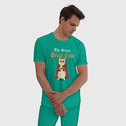 Пижама хлопковая мужская Тайный культ пиццы, цвет: зеленый — фото 2