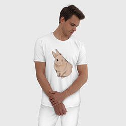 Пижама хлопковая мужская Милый кролик гуашью, цвет: белый — фото 2
