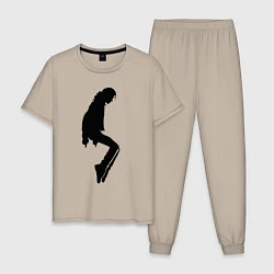 Пижама хлопковая мужская Силуэт Майкла Джексона - Minimalism, цвет: миндальный