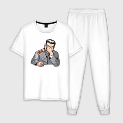 Пижама хлопковая мужская Сталин фэйспалмит, цвет: белый