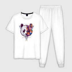 Пижама хлопковая мужская PANDA полигоны, цвет: белый