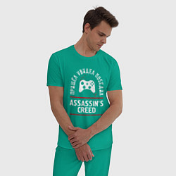 Пижама хлопковая мужская Assassins Creed: пришел, увидел, победил, цвет: зеленый — фото 2