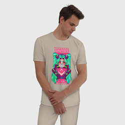 Пижама хлопковая мужская Rebecca Cyberpunk, цвет: миндальный — фото 2