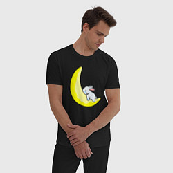 Пижама хлопковая мужская Кролик на полумесяце, цвет: черный — фото 2