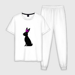 Пижама хлопковая мужская Черный кролик, цвет: белый