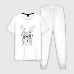 Пижама хлопковая мужская Серый кролик, цвет: белый