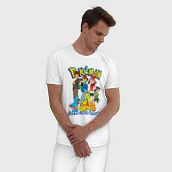 Пижама хлопковая мужская Покемоны - поймай их всех, цвет: белый — фото 2