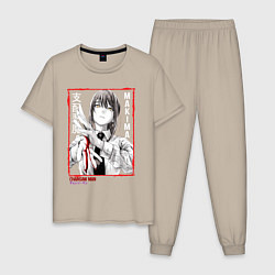 Пижама хлопковая мужская Макима Человек Бензопила, цвет: миндальный