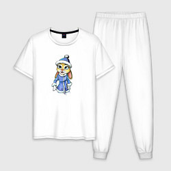 Пижама хлопковая мужская Мама зайка, цвет: белый