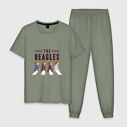 Пижама хлопковая мужская Beagles, цвет: авокадо