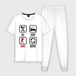 Пижама хлопковая мужская Eat - sleep - Counter Strike - repeat, цвет: белый