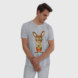 Пижама хлопковая мужская Кролик мягкий, цвет: меланж — фото 2