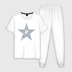 Пижама хлопковая мужская BTS JUNGKOOK портрет в звезде, цвет: белый