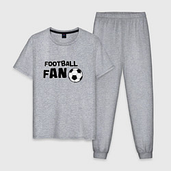 Пижама хлопковая мужская Фанат футбола надпись, цвет: меланж