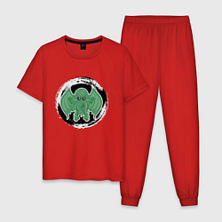 Пижама хлопковая мужская Мультяшный Ктулху, цвет: красный