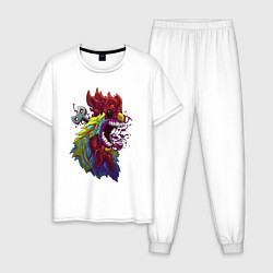 Пижама хлопковая мужская Clockwork cock, цвет: белый