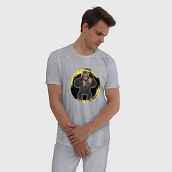 Пижама хлопковая мужская Мультяшный Кинг Конг, цвет: меланж — фото 2