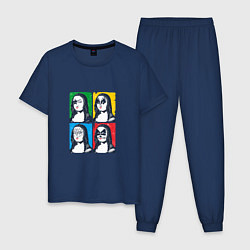 Пижама хлопковая мужская Kiss Mona Lisa, цвет: тёмно-синий