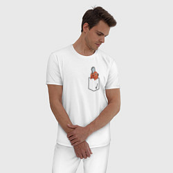 Пижама хлопковая мужская Почита в карманчике, цвет: белый — фото 2