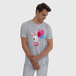 Пижама хлопковая мужская Зайка с шариками в виде сердечек, цвет: меланж — фото 2