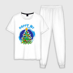 Мужская пижама Мультяшная новогодняя ёлка