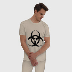 Пижама хлопковая мужская Biological hazard, цвет: миндальный — фото 2