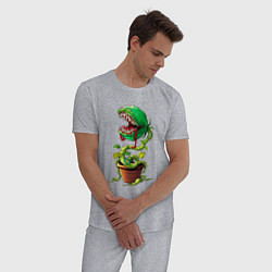Пижама хлопковая мужская Плотоядный цветок из игры Марио, цвет: меланж — фото 2