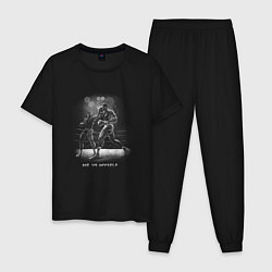 Пижама хлопковая мужская Бокс бой с тенью, цвет: черный