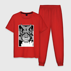 Пижама хлопковая мужская Zaraki Kenpachi black and white, цвет: красный