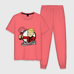 Пижама хлопковая мужская Vault boy - nuka cola, цвет: коралловый