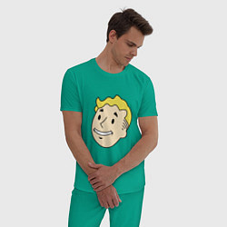 Пижама хлопковая мужская Vault boy head, цвет: зеленый — фото 2