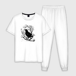 Пижама хлопковая мужская Черный ворон, цвет: белый