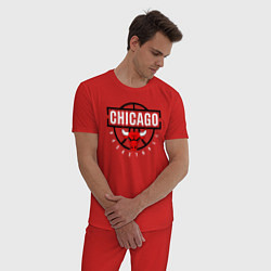 Пижама хлопковая мужская Чикаго баскетбол, цвет: красный — фото 2