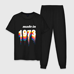Пижама хлопковая мужская Made in 1973 liquid art, цвет: черный