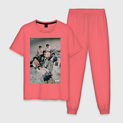 Пижама хлопковая мужская Stray Kids Maxident, цвет: коралловый