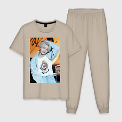 Пижама хлопковая мужская Felix Circus, цвет: миндальный