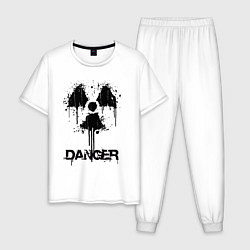 Пижама хлопковая мужская Danger radiation symbol, цвет: белый
