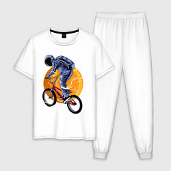 Пижама хлопковая мужская Space rider, цвет: белый
