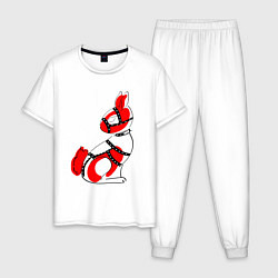 Пижама хлопковая мужская BDSM заяц, цвет: белый