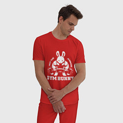 Пижама хлопковая мужская Gym bunny powerlifting, цвет: красный — фото 2