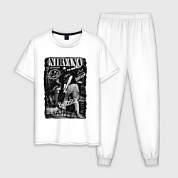 Пижама хлопковая мужская Nirvana bleach, цвет: белый