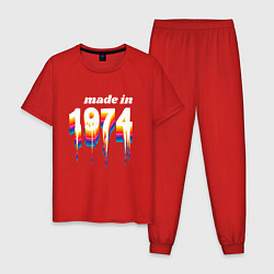 Пижама хлопковая мужская Made in 1974 liquid art, цвет: красный