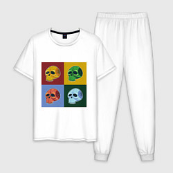 Мужская пижама Четыре черепочка в разноцветных квадратах