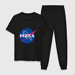 Пижама хлопковая мужская Nasa - pizza, цвет: черный