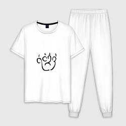 Пижама хлопковая мужская Лапа-леттеринг 2023, цвет: белый
