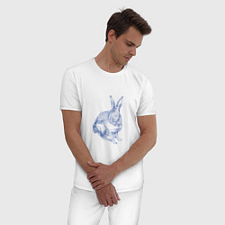 Пижама хлопковая мужская Водяной кролик без фона, цвет: белый — фото 2